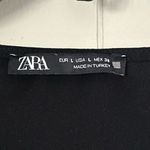 ZARA  Black Ruched Tie-Front Long Sleeve Crop Top | Adjustable Drawstring | Size Photo 2