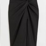 H&M Knot Detail Linen Blend Black Midi Skirt with Slit  Size 8 Photo 3