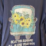 LuLaRoe  Lynnae Navy Blue w/ Screenprint Added Sunflowers & Saying Sz 3X GUC Photo 1