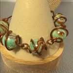 Artisan Copper and Mint Swirl Bracelet Brown Photo 3