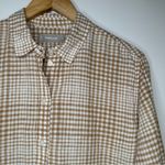 Everlane  100% Linen Button Down Shirt in Iced Coffee Plaid Size 8 Photo 4