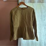 Madewell Lightspun Button-Back Peplum Top Compass Gold Gauze Blouse Cotton Sz S Photo 3