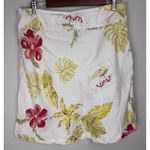 John Paul Richard Tropical Pure Linen Skirt Sz 14 Leaves Hibiscus Beach Umbrella Photo 0