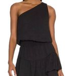Revolve NWT Krisa x  One Shoulder Ruffle Mini Dress Black Size Small MSRP $198 Photo 0