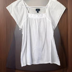 Women’s White Cotton Casual Summer Pullover Short Sleeve Size M Blouse Top Size M Photo 0