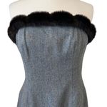 Shoshanna  tweed herringbone faux fur strapless bustier dress Photo 1