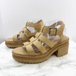 ASOS  DESIGN Highway Chunky Mid Heeled Sandals‎ Beige US 9 Photo 0
