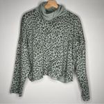 American Eagle  Leopard Print Turtle Neck Seafoam Green Sweater Size Small Photo 7