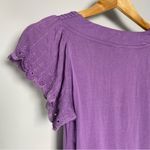 Kische Purple Top Eyelet Short Sleeve Tunic Spring Cottage Coquette Girl Blouse Photo 4