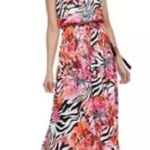 Jennifer Lopez Summer Oasis floral zebra print strapless maxi dress NWT Photo 0