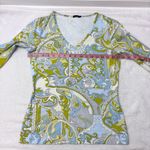 J. McLaughlin  Catalina paisley V-neck 3/4 Sleeve Top Size S‎ Photo 6