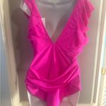Pink Ruffled Wrap Bodysuit Swimwear Size XL Photo 1