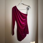 NBD  Ginnie Velvet One Shoulder Mini Dress Sz S NEW Purple Violet‎ Asymmetrical Photo 4
