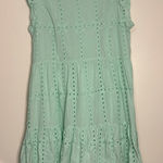 Nursing Queen Mint Green Eyelet Midi Dress Size L Cotton Tiered Ruffle Sleeve Size L Photo 0