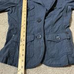 Esprit  Blue Pinstripe Utility Jacket Button Front Collared Military Style Photo 5