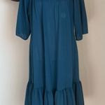 Vintage Georgee Originals Teal Maxi Dress, Size 16 Blue Photo 0