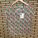 Bouffants & Broken Hearts‎ Pink Cap Sleeve Flamingo Top Size Small Photo 0