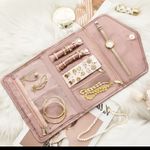 Travel Portable Jewelry Organizer Roll Foldable Pink Photo 1