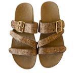 Vionic  Pacific Rio Cork Adjustable Gold Buckle Comfort Slide Sandals Sz 9 Shoes Photo 3