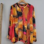 Investments Multicolor Long Sleeve Sheer Flounce Bottom Button Down Top Size XL Photo 0