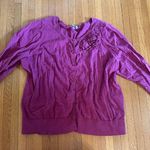 Y2K Carlson Cotton Cardigan with Ruffle Flowers, Size 3X Pink Photo 0