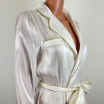 La’ Ros Gold Thread Feather Accent Sleeves Sleep Bath Robe Dressing Gown Small White Photo 2