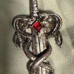 Silver Snake Sword Pendant for Reptile Lovers Photo 1