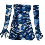 Miscreants Blue Abstract Strapless Mini Dress Gloves US 4 Seen On Bel Photo 0