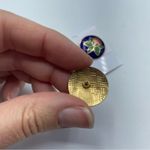 Vintage Enamel Cloisonné Blue & Pink Flower Studded Earrings Boho Photo 3