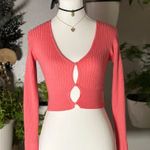 Kendall + Kylie  Coral V-Neck Ribbed Knit Top Photo 0