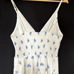 Simplee Apparel Simplee white and blue floral sundress cutouts ruched back v-neck maxi length L Photo 8