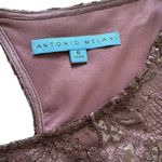 Antonio Melani  Dress Maroon Gold Foil Lace Short Sleeve Sheath Cocktail Size 6 Photo 1