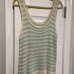 NWT Uncharted Size M Aqua Cream Knit Crochet Soft Stretchy Scalloped Tank Top Blue Size M Photo 3