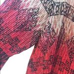 Women’s Ombré Open Front Pleated Textured Bohemian Ombré Print Cardigan Red Size 1X Photo 5