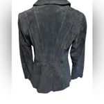 Isaac Mizrahi  Live! Size 6 Black Suede Motorcycle Jacket Floral Printed Lining Photo 4