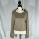 Reoria Long Sleeve Cropped Top in Nude Size XXL Tan Photo 1