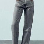 ZARA  Silver Coated High Waisted Denim Straight Jeans Gray Silver Women's US 2 Photo 0