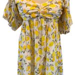 NWT Trixxi Yellow and White Lemon Tiered Puff Sleeve Mini Dress Size L Photo 1
