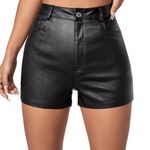 SweatyRocks  High Waist Faux Denim Faux Leather Stretchy Shorts with Pockets Photo 0