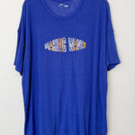 Aerie [] Blue Making Waves Oversized Linen Blend Graphic Tee T-Shirt Size Large L Photo 0