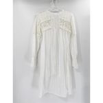 Anthropologie Feather Bone Lucille White Long High-Low Crochet Button Front Top Photo 2
