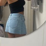 Denim Blue Patchwork Frayed Distressed Hem Mini Skirt Photo 8