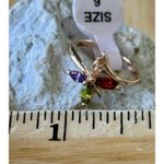 Crystals By Swarovski 14k Gold Overlay 4 Stone Marquise Multicolor Ring NEW Purple Photo 4