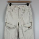 Good American Jeans Women's 6/28 Ivory Denim Straight Leg Icon Cutout Bone Retro Photo 1