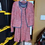 Comptoir Des Cotonniers Red & Blue Midi Dress Blazer Set Sz Small / Medium 2 Pc Photo 2