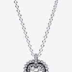 Pandora  sparkling heart halo pendant necklace sterling silver women’s luxury‎ Photo 0