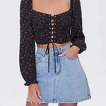 Forever 21 Ruched floral lace up crop top Photo 0