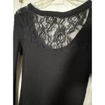 Derek Heart  Black Long Sleeve Thermal Top Back Lace Rose Pattern On Back Large Photo 3