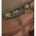 DG2 Diane Gilman Medium Womens Coated Knit Faux Leather Look Pull On Slim Pants Brown Photo 7