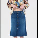 MOTHER High Waisted Button Midi Skirt in Blue Moon Sz 26 Photo 2